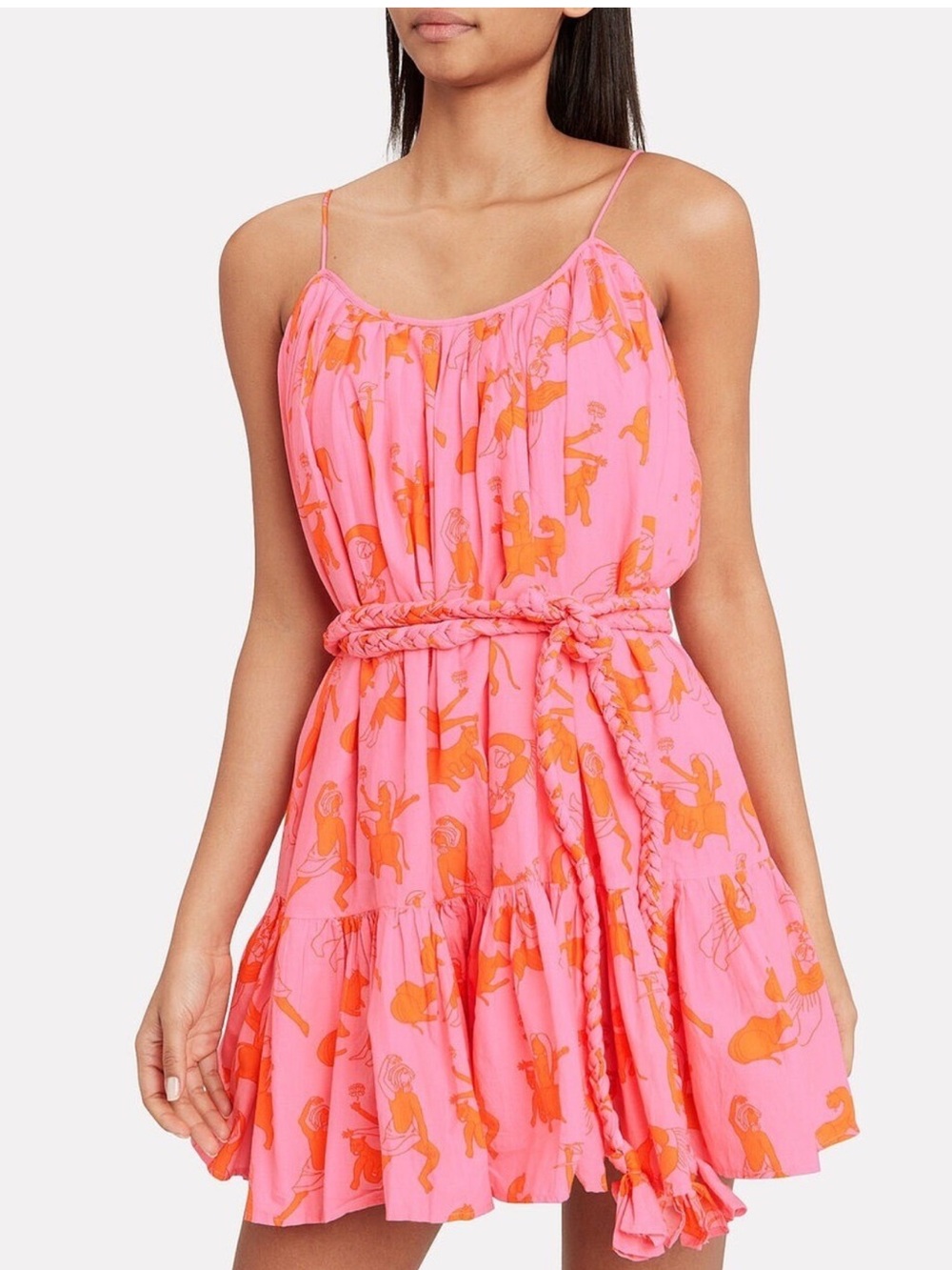 RHODE Pink Dress with Orange Motif